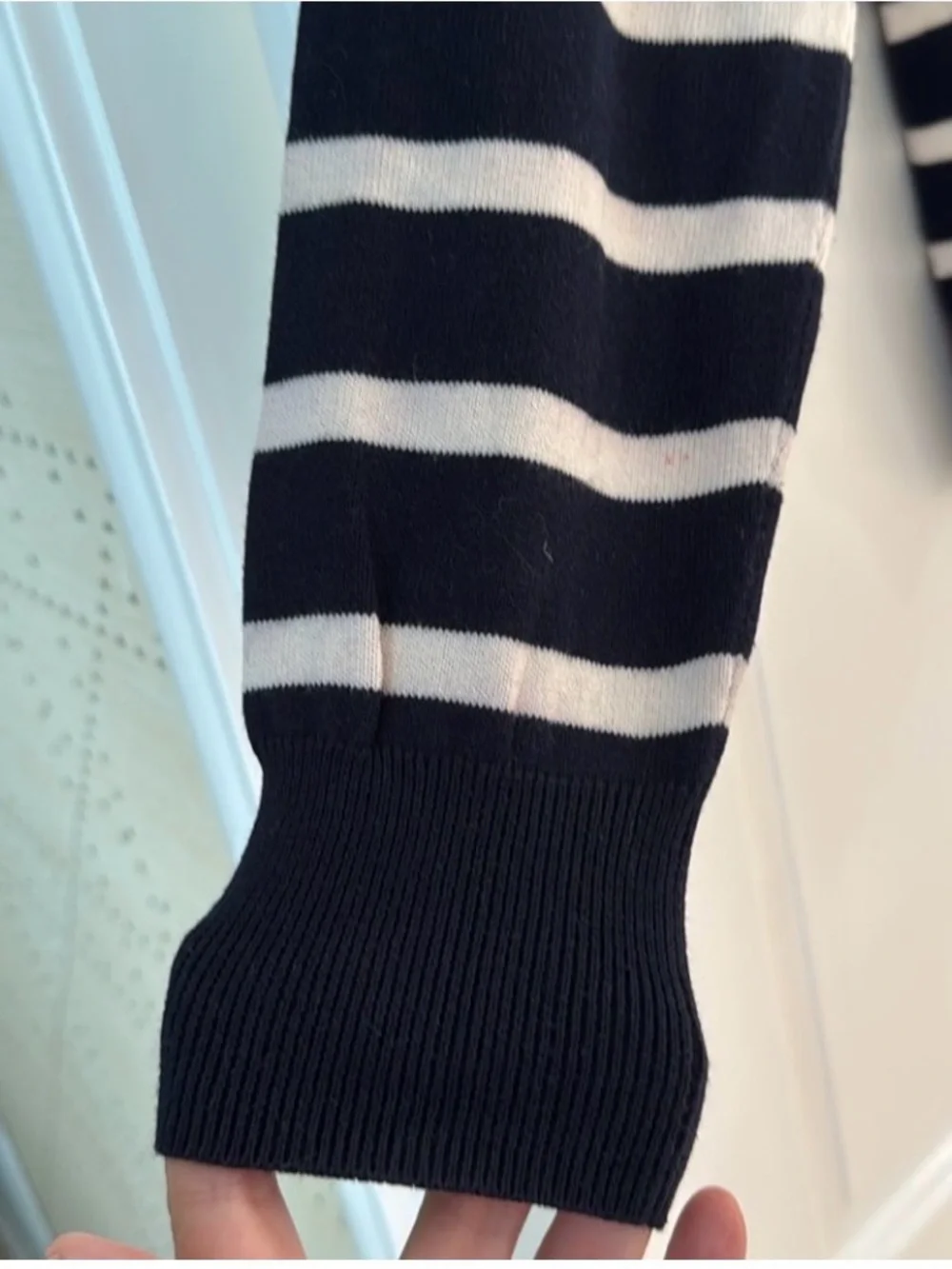 J. Crew Navy Striped Crewneck Sweater with Red & Blue Accents
